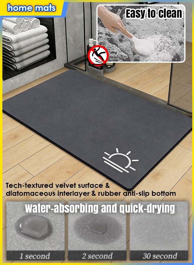 Bathroom Carpet, Non-slip Bath Mat, Strong Water Absorption, Durable, Machine Washable, Suitable for Shower Room, Toilet. Non-slip, Quick-Drying Mat for Bathroom and Kitchen. Soft Texture, Washable Bathroom Pad, 40*60cm Dark Grey - Image 1